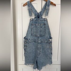 Gap Distressed Denim Short Overalls Shortalls Size S